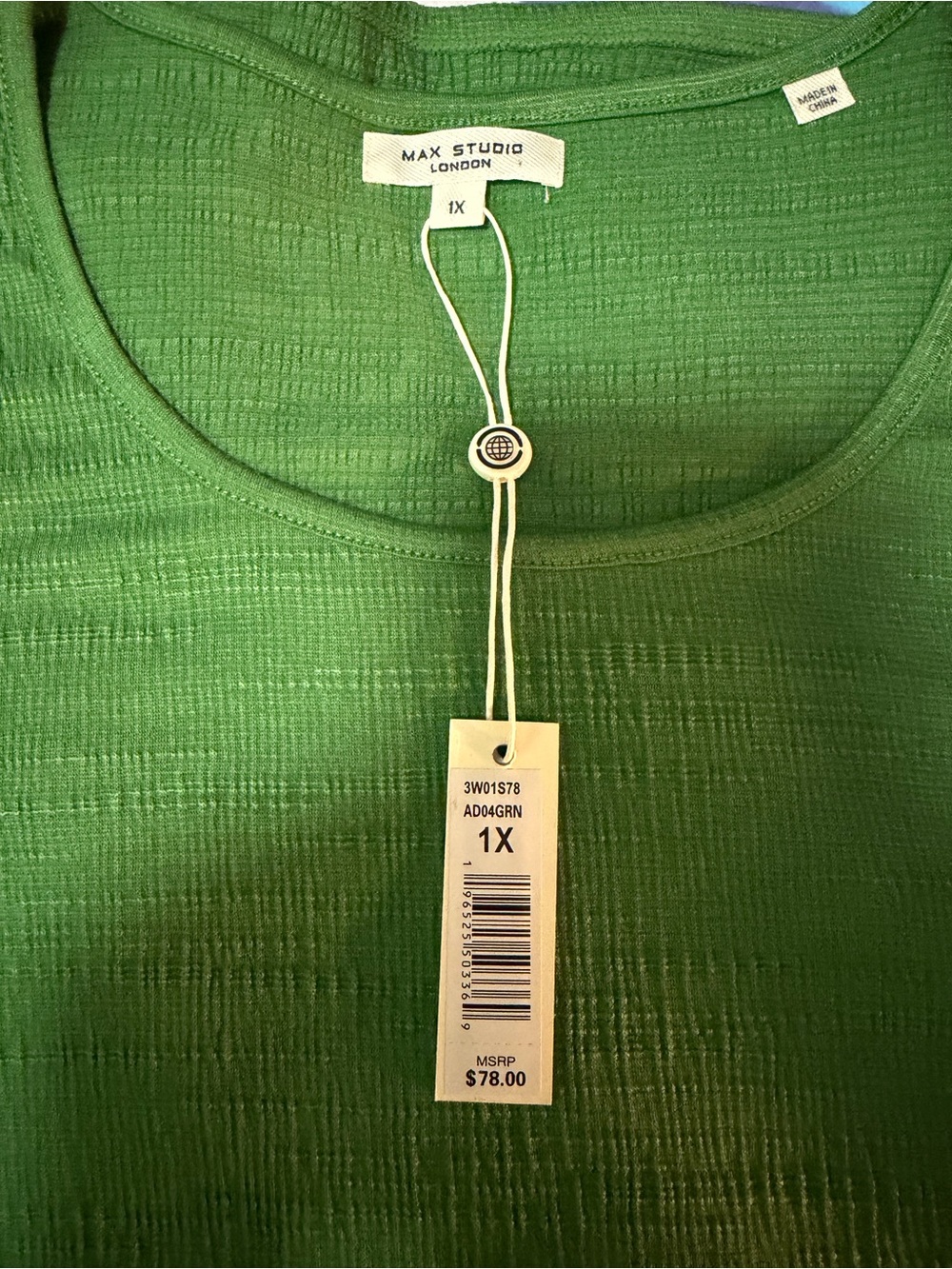 Max Studio Bright Green Ruched Sleeve Scoop Neck Tunic - Picture 3 of 4